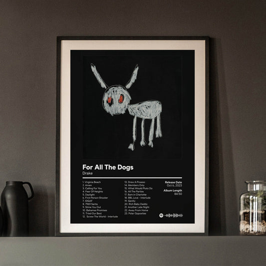 Drake Modern Music Album Cover Poster for Creative Wall Decor - For All The Dogs - Drake (No Frame)